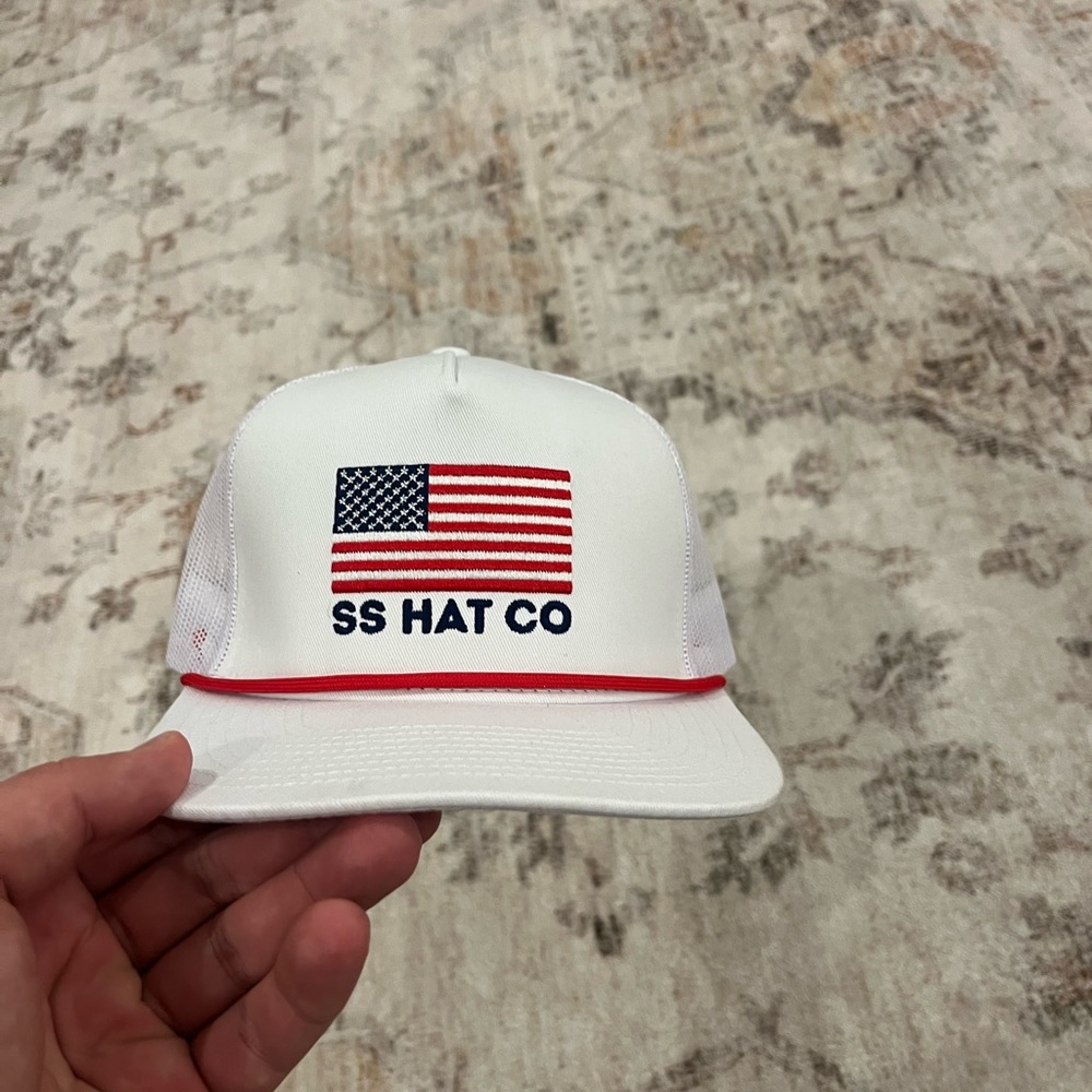 White and Red Trucker Hat